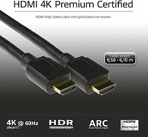 ACT 6,1 meter HDMI High Speed Ethernet premium certified kabel HDMI-A male - HDMI-A male