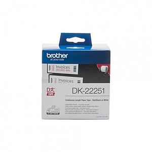 BROTHER Doorlopend Tape 62mm Zwart-Rood op Wit (15,24m)