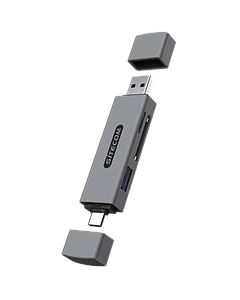 USB-A + USB-C Stick Card Reader with USB port
