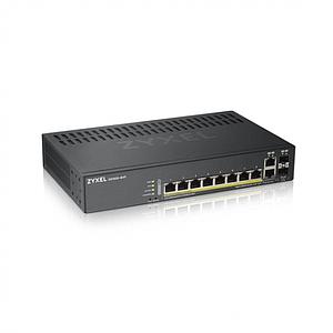 GS1920-8HPv2- 10 Port Smart Managed Switch 8x Gigabit Copper and 2x Gigabit dual pers.-hybrid mode- standalone/NebulaFlex Cloud- 130 Watt Po