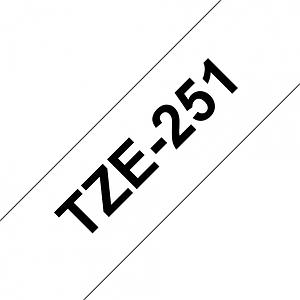 Brother TZE251. Labelkleur: Zwart op wit, Soort tape: TZe, Kleur van het product: Wit. Tapebreedte (metrisch): 2,4 cm, Tape-lengte: 8 m