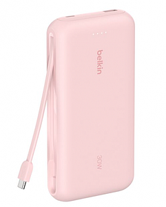 BELKIN 20k PD30w Integrated USB-C Cable Power Bank Pink