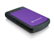 StoreJet 25H2 2.5 inch portable HDD 2TBUSB 3.0 Shockproof with Dark grey silicon cover and purple cover one touch Auto-Backup b