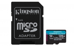 KINGSTON 128GB microSDXC Canvas Go Plus Gen4 200MB/s A2 U3 V30 Card + Adapter