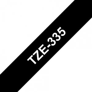 TZe335 - Gel. tape - wit op zwart - Rol(1.2 cm x 8 m) 1 rol(len) - voor P-Touch OA. GL-H100. H105. PT-1290