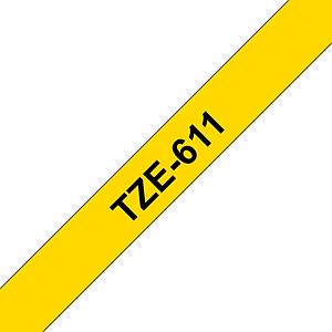TZe611 - Gel. tape - zwart op geel - Rol (0.6 cm) 1 rol(len) - voor P-Touch PT-1000. 1005. 1010. 1080. 1280. 1290. 2030