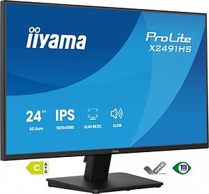 Iiyama Prolite X2491HS-B1 24"WIDE LCD, 1920 x 1080, 120 Hz IPS panel, LED Bl., Adaptive Sync, 350 cd/m², 1500:1 Static