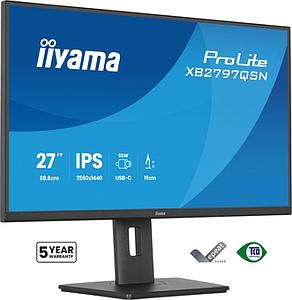 Iiyama Prolite XB2797QSN-B1 27"WIDE LCD, 2560 x 1440 QHD, IPS panel, LED Bl., Adaptive Sync, USB-Hub (2xOut v3.2 +2xUSB-C