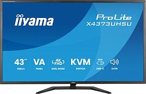 IIYAMA X4373UHSU-B2 43inch VA Dual Mode DLG UHD/FHD 120Hz 450cdm2 3ms 2xHDMI DP KVM PBP&PIP 2xUSB 3.2 2xUSB Type-C Speakers